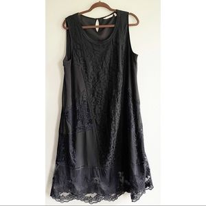 Soft Surroundings Black Mesh/Lace Dress Size XL